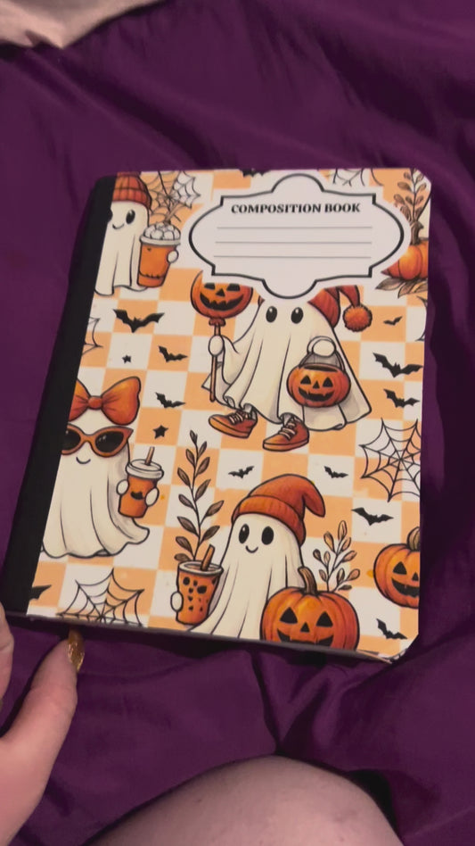 Oopsie Cute Halloween Ghost Fall Composition Notebook